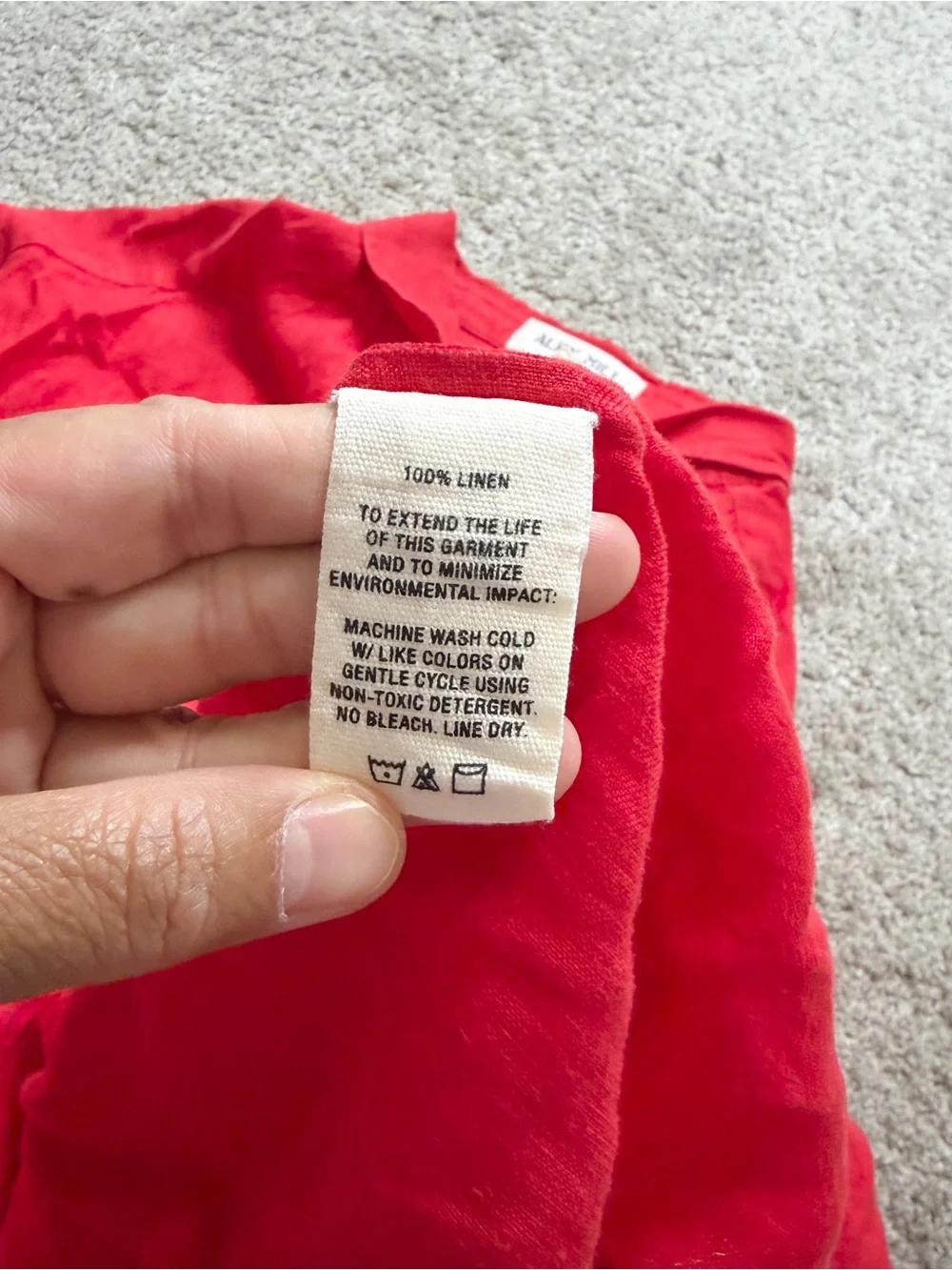 Alex Mill Women’s Wash & Go 100% Linen Utility Shirt Shortsleeve in Red XL